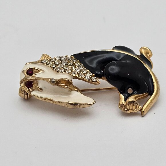 Vtg Brooch & Earrings Bassett Hound Dog 70s Classy Elegant Statement Jewelry Set - Picture 6 of 16